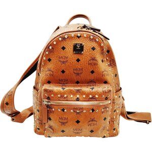 (L4) MCM Backpack Bag Brown PVC
